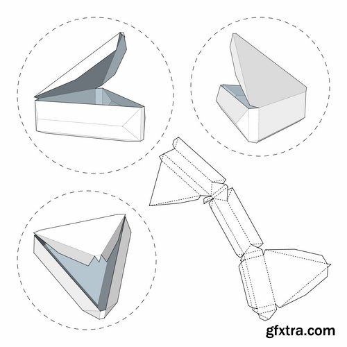 Collection of box to cut a figure of origami gift box cardboard container 2-25 EPS