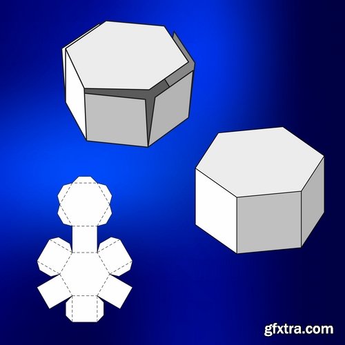 Collection of box to cut a figure of origami gift box cardboard container 2-25 EPS