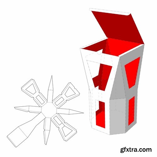 Collection of box to cut a figure of origami gift box cardboard container 2-25 EPS