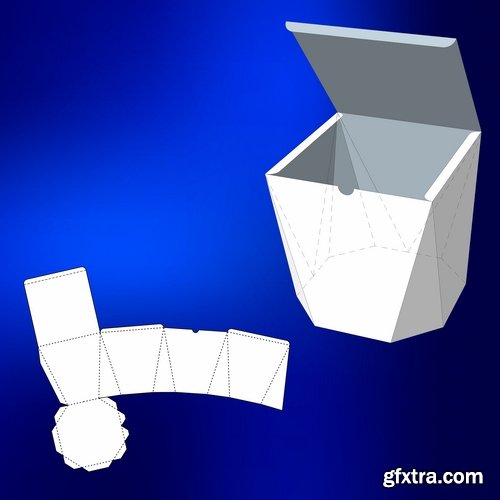 Collection of box to cut a figure of origami gift box cardboard container 2-25 EPS