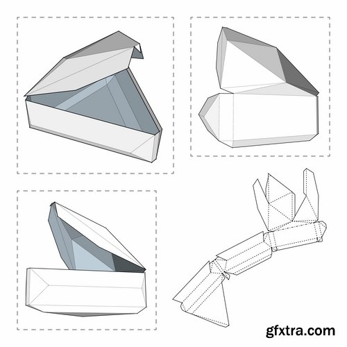 Collection of box to cut a figure of origami gift box cardboard container 2-25 EPS