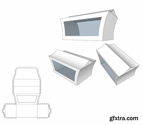 Collection of box to cut a figure of origami gift box cardboard container 2-25 EPS