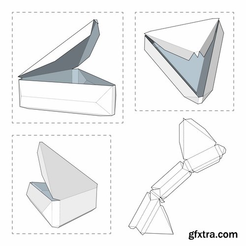 Collection of box to cut a figure of origami gift box cardboard container 2-25 EPS