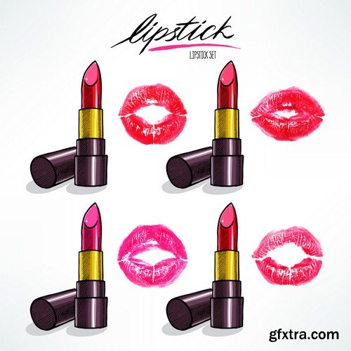 Lipstick and lip - 6 EPS