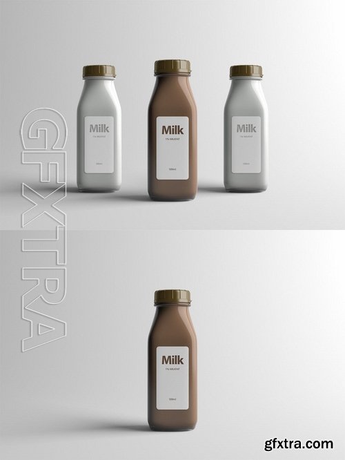 Milk Bottle Packaging Mock-Up