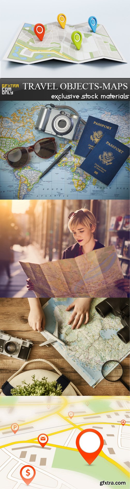 Travel objects - maps - 5 UHQ JPEG