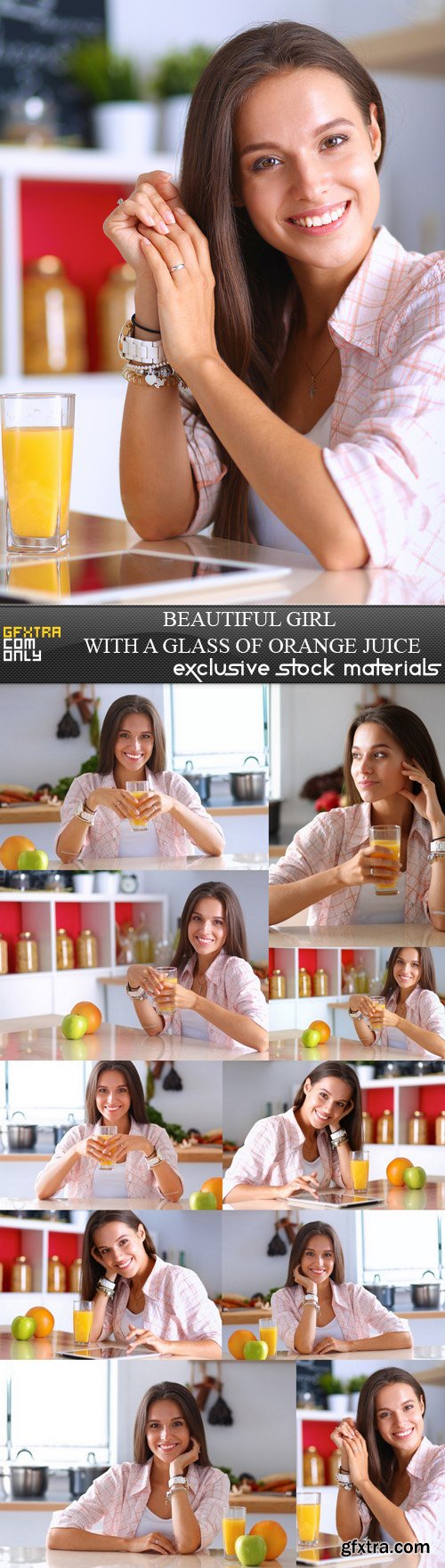 Beautiful Girl with a Glass of Orange Juice - 10 UHQ JPEG