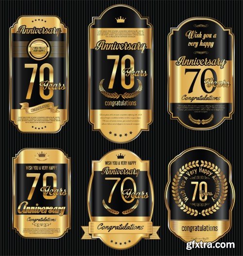 Anniversary golden retro vintage labels collection