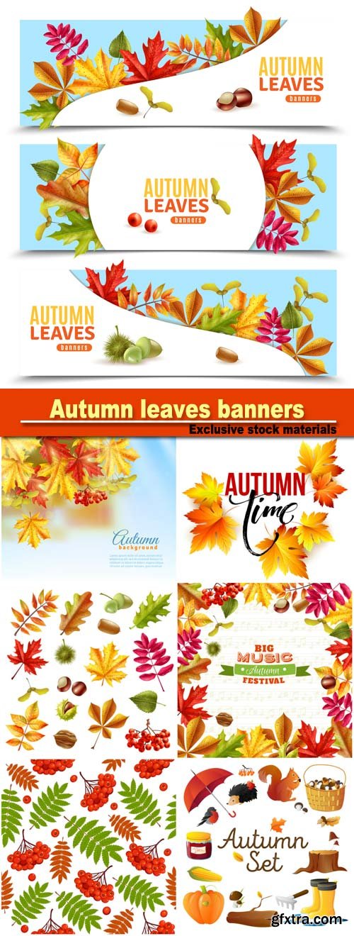 Autumn leaves banners and vector background