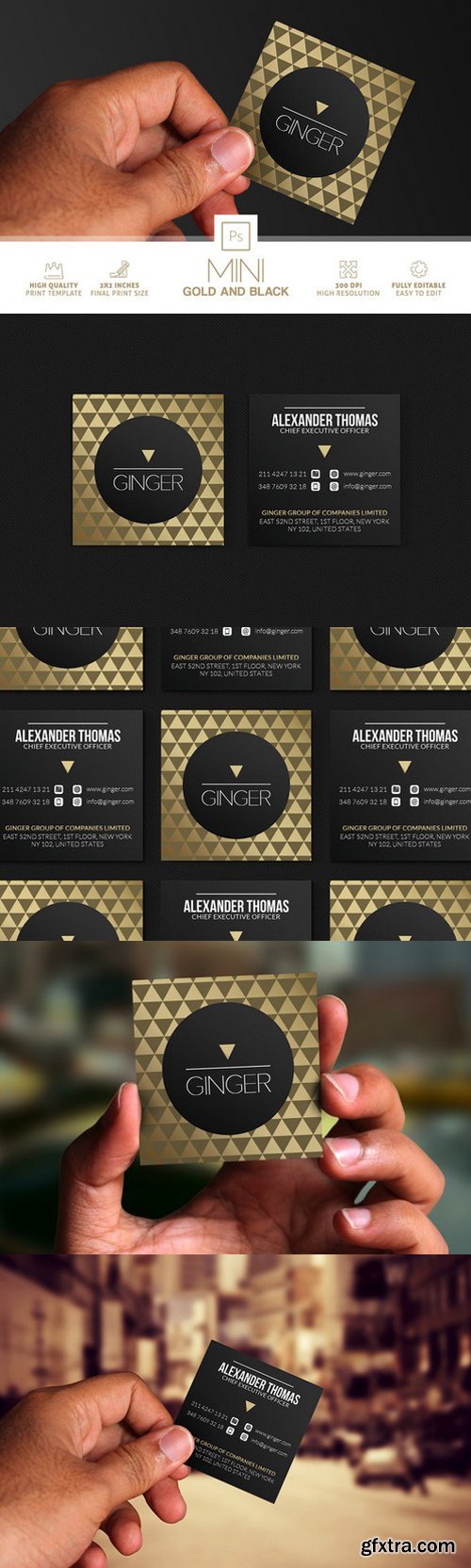 CM - Mini Gold And Black Business Card 864806