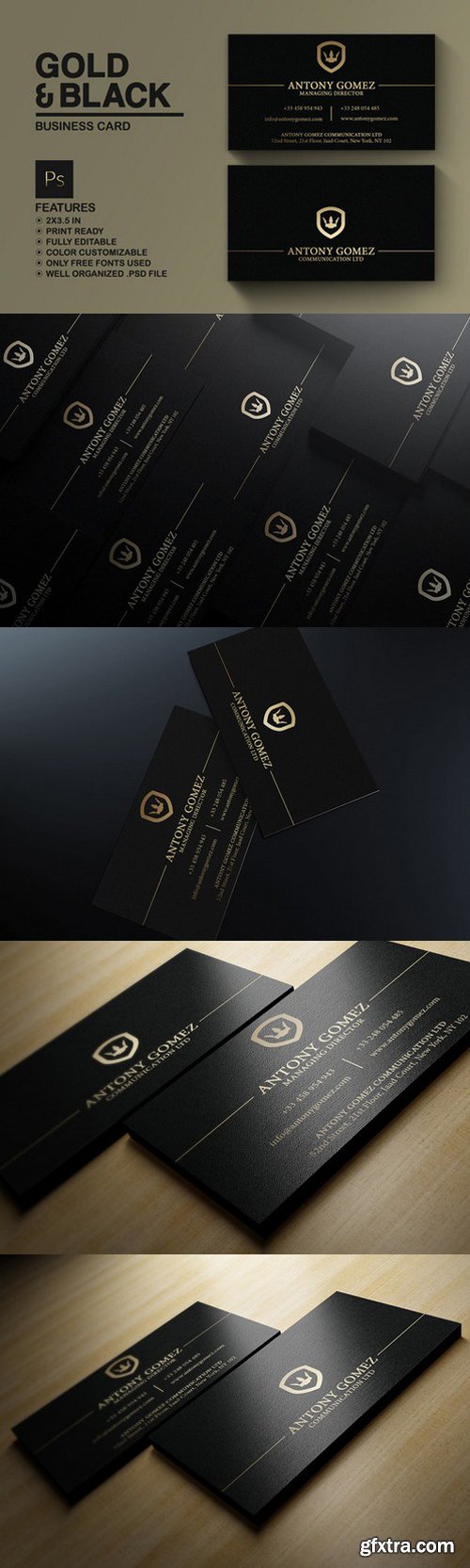 CM - Simple Gold And Black Business Card 792740