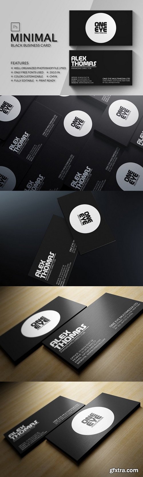 CM - Minimal Black Business Card 839017