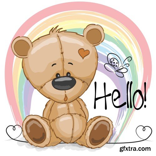 Greeting card cute, cartoon bear girl, monkey, teddy bride and teddy groom, rabbit boy and girl