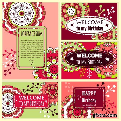 Happy Birthday template and mandala pattern, brochure, gift certificate, party invitation, congratulation