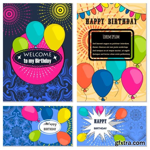 Happy Birthday template and mandala pattern, brochure, gift certificate, party invitation, congratulation