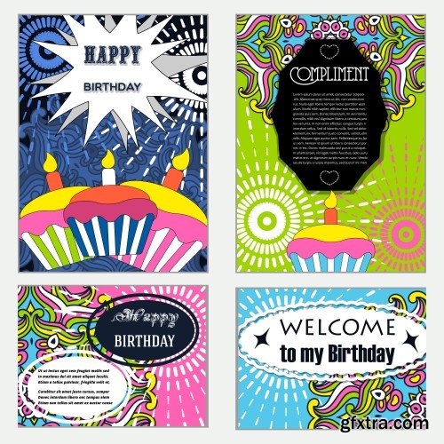 Happy Birthday template and mandala pattern, brochure, gift certificate, party invitation, congratulation