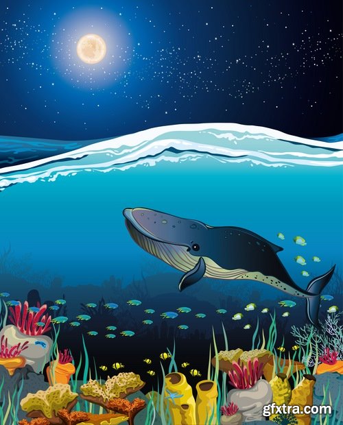 Collection underwater world illustration for the children\'s book literature fairy tale 2-25 EPS