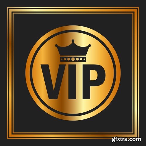 Collection of gold sticker label background is the crown logo icon vector image 25 EPS