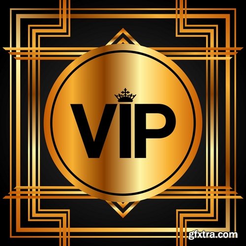 Collection of gold sticker label background is the crown logo icon vector image 25 EPS