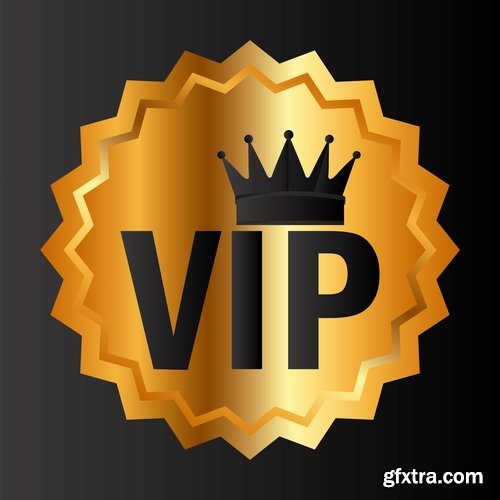 Collection of gold sticker label background is the crown logo icon vector image 25 EPS