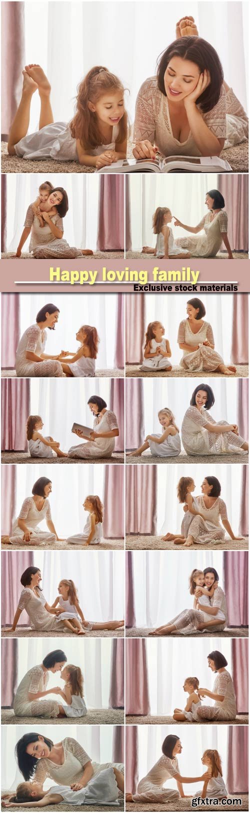 Happy loving family, mother and her daughter child girl playing and hugging