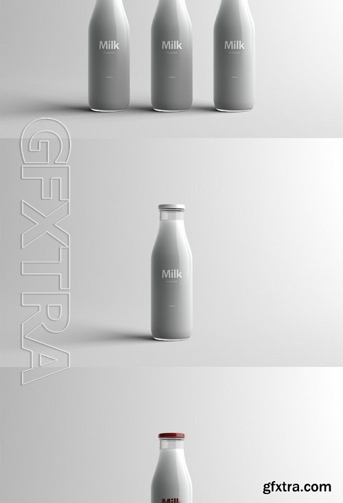 Milk Bottle Packaging Mock-Up