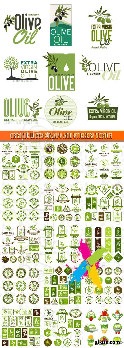 Organic logos stamps and stickers vector