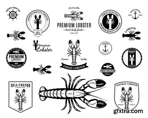 Seafood Vector Set - 15xEPS