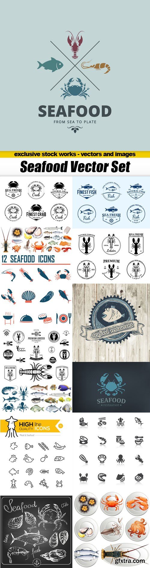 Seafood Vector Set - 15xEPS