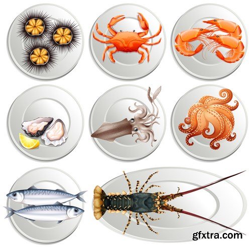 Seafood Vector Set - 15xEPS