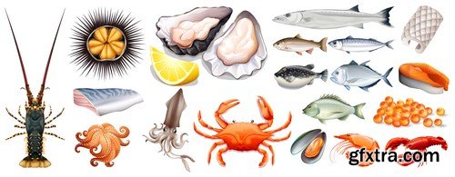 Seafood Vector Set - 15xEPS