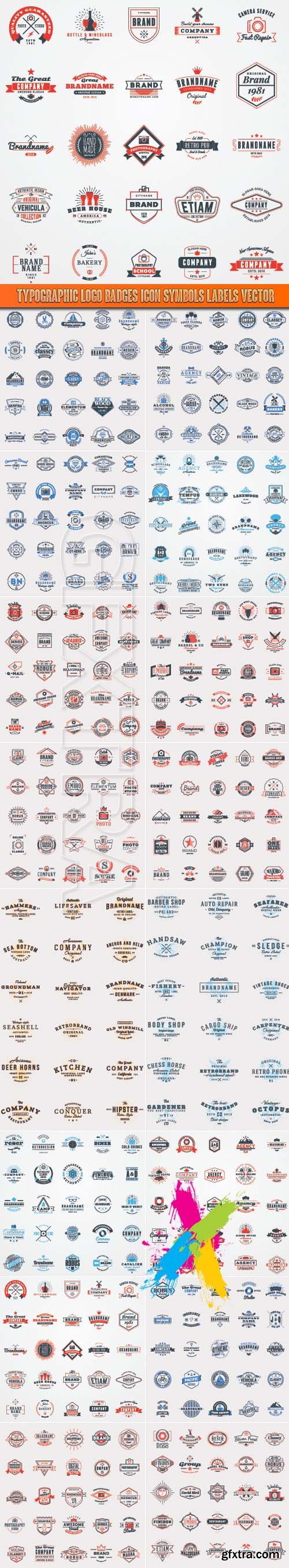 Typographic logo badges icon symbols labels vector