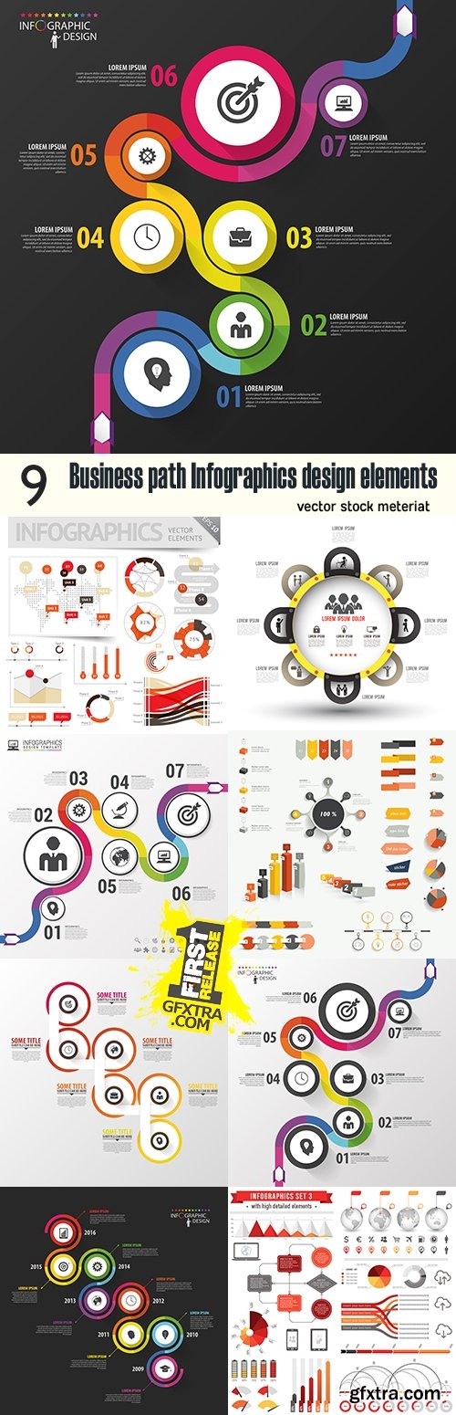 Business path Infographics design elements