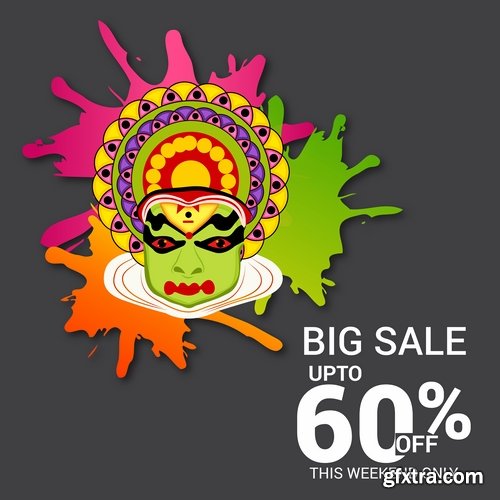 Collection Happy Onam celebration banner poster flyer discount sale sticker 25 HQ Jpeg