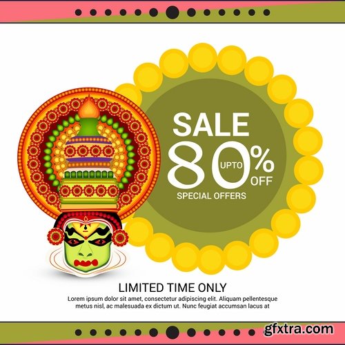 Collection Happy Onam celebration banner poster flyer discount sale sticker 25 HQ Jpeg