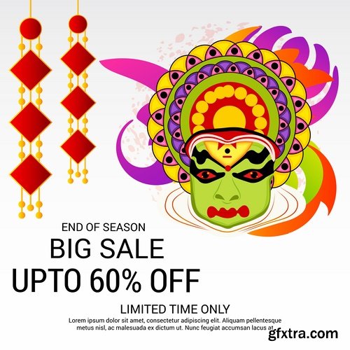 Collection Happy Onam celebration banner poster flyer discount sale sticker 25 HQ Jpeg