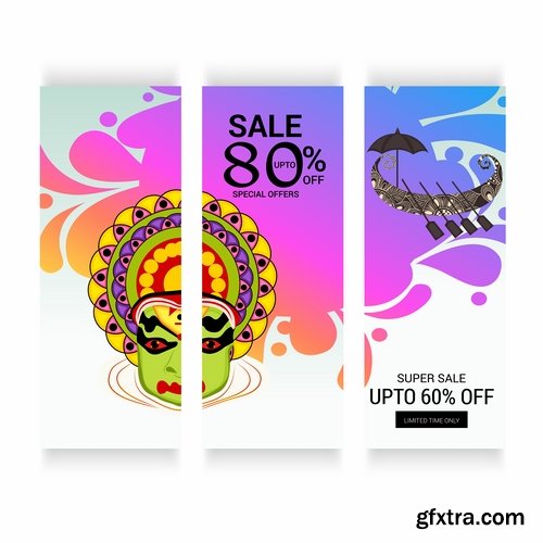 Collection Happy Onam celebration banner poster flyer discount sale sticker 25 HQ Jpeg