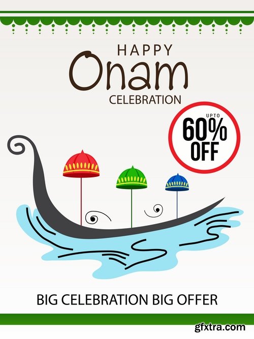 Collection Happy Onam celebration banner poster flyer discount sale sticker 25 HQ Jpeg