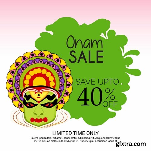 Collection Happy Onam celebration banner poster flyer discount sale sticker 25 HQ Jpeg