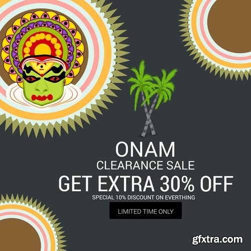 Collection Happy Onam celebration banner poster flyer discount sale sticker 25 HQ Jpeg