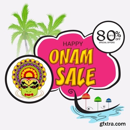 Collection Happy Onam celebration banner poster flyer discount sale sticker 25 HQ Jpeg