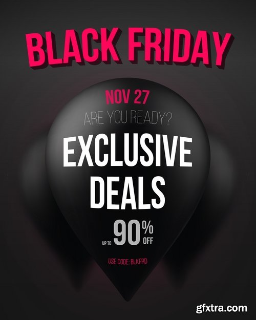 Collection Black Friday flyer banner logo sticker sale invitation card 25 EPS