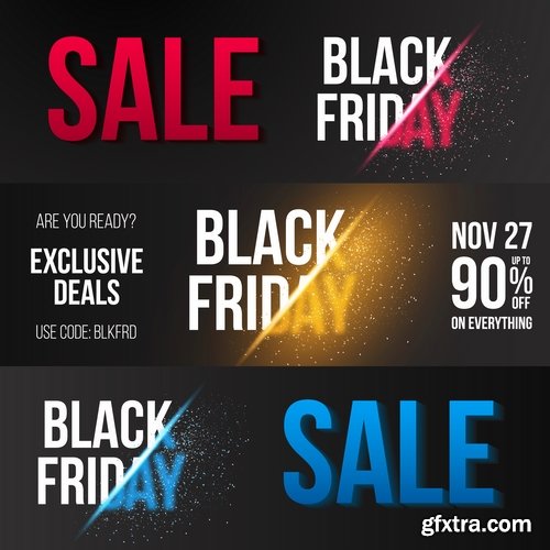 Collection Black Friday flyer banner logo sticker sale invitation card 25 EPS