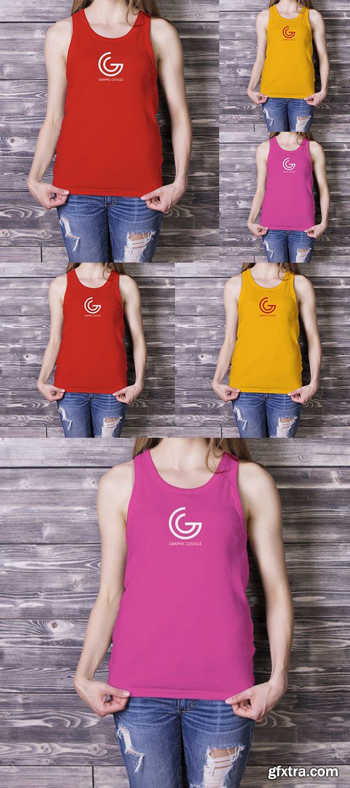 Beautiful Girl in Tank Top Mockup