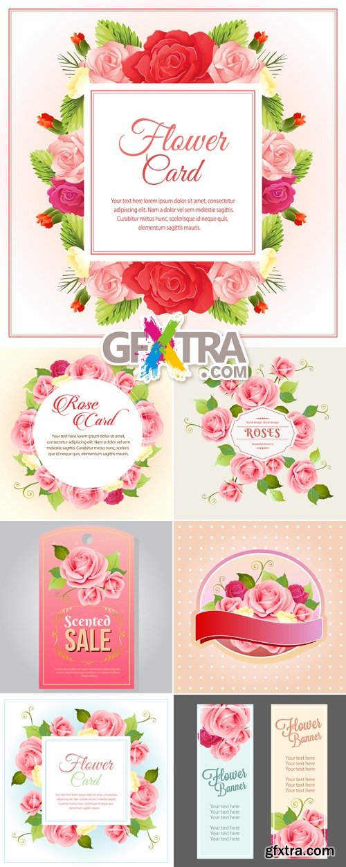 Invitation Cards with Roses Vector