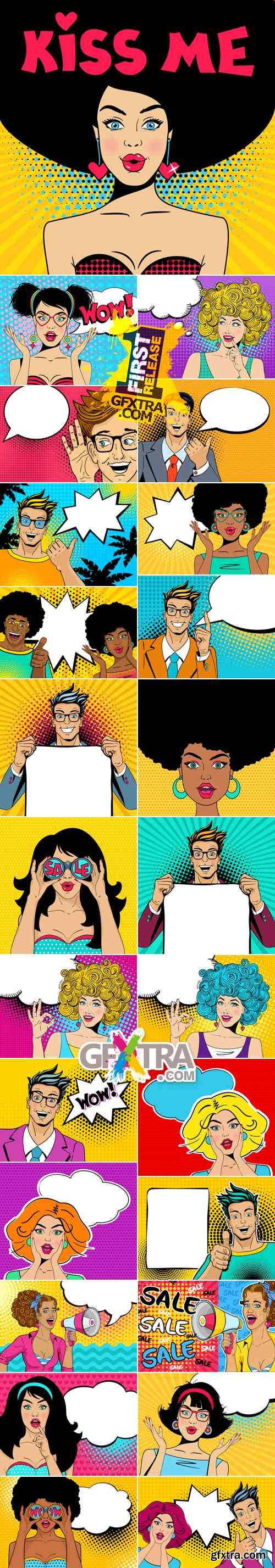 Pop Art Style People Vector