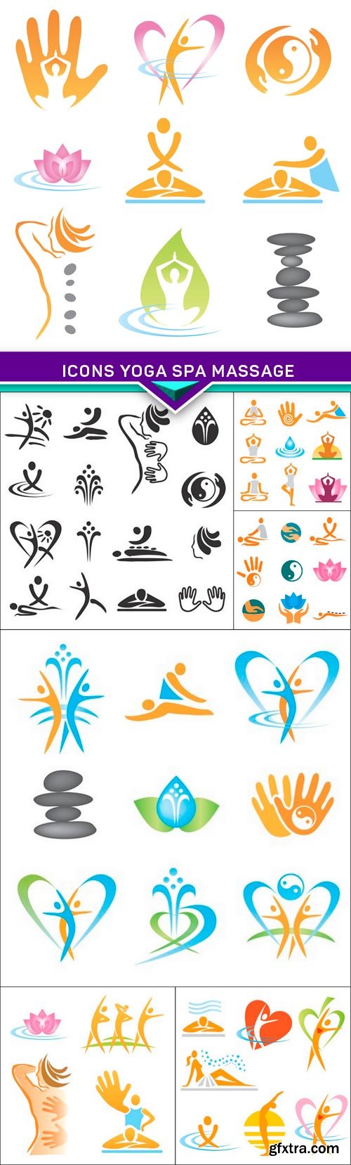 Icons yoga spa massage 7X EPS