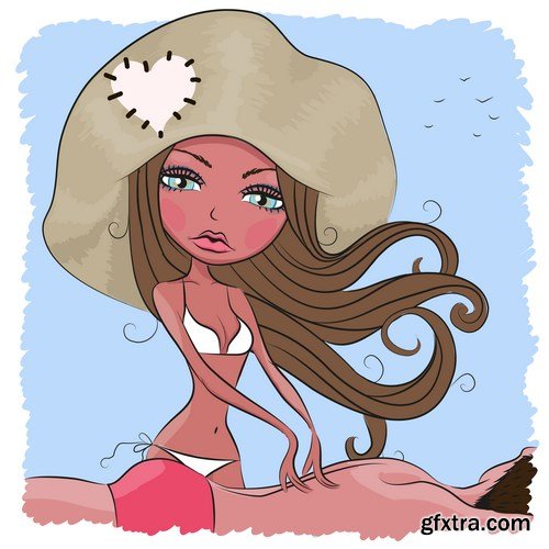 Cute Cartoon Girls  - 15xEPS