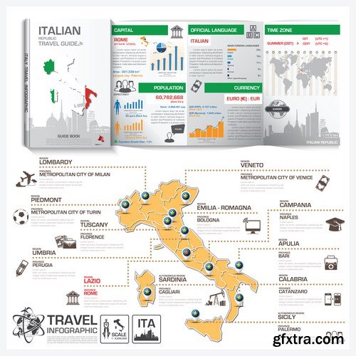 Travel Guide Book Business Infographic - 12xEPS