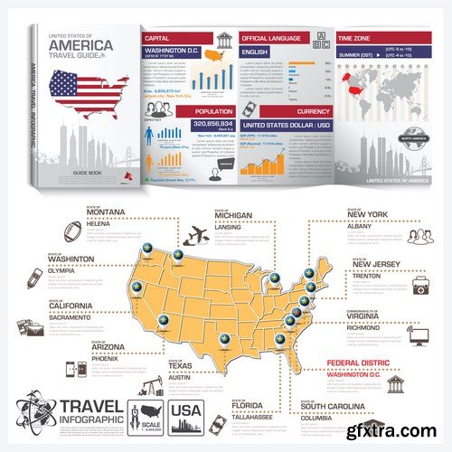 Travel Guide Book Business Infographic - 12xEPS